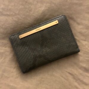 Fossil Python Textured Leather Wallet with Gold Plate